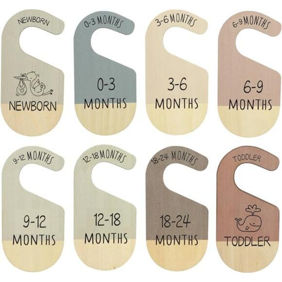 Baby closet dividers wooden size labels nursery clothes organizer newborn toddle - Picture 7 of 8